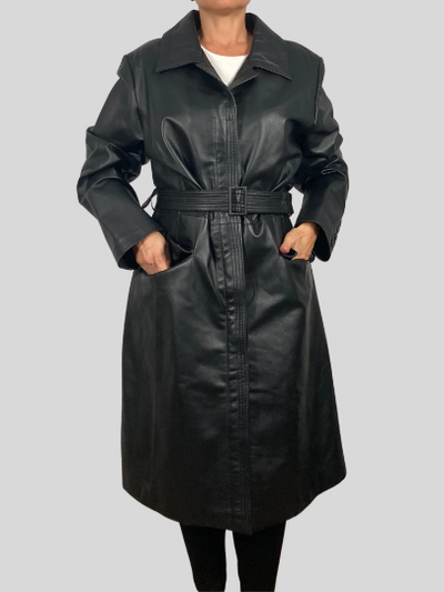 Black Leather Trench Coat