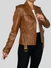 Crop leather jacket