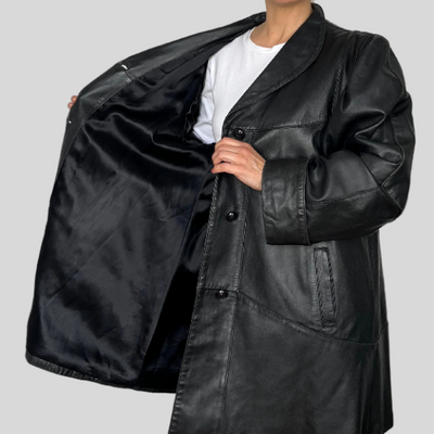 Black Leather Overcoat