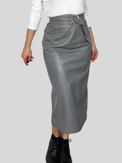 Gray leather skirt