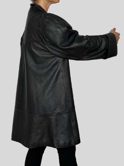 Black Leather Overcoat