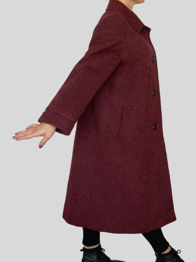 Burgundy Long Wool Coat