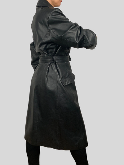 Black Leather Trench Coat