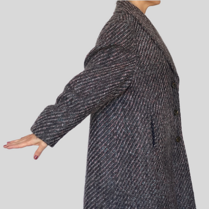 Oversized striped wool coat