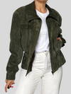 Crop Suede Bomber Jacket