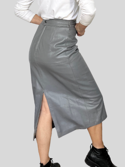 Gray leather skirt