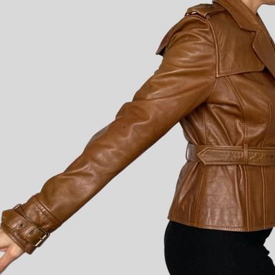 Crop leather jacket