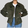 Crop Suede Bomber Jacket