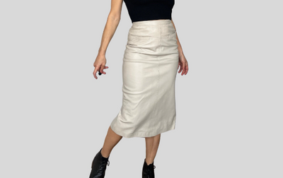 Ivory Leather Skirt With Pockets