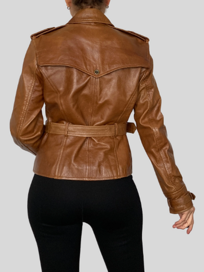 Crop leather jacket