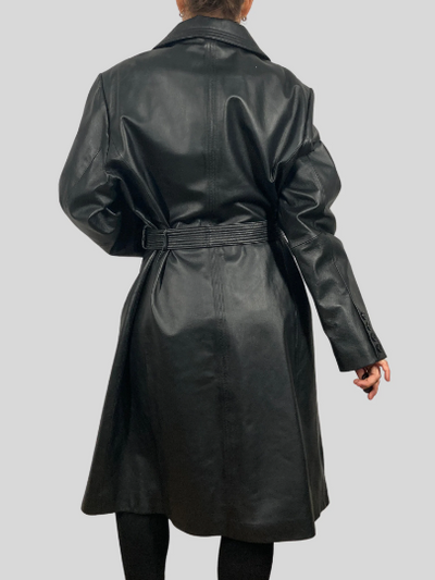 Black Leather Trench Coat