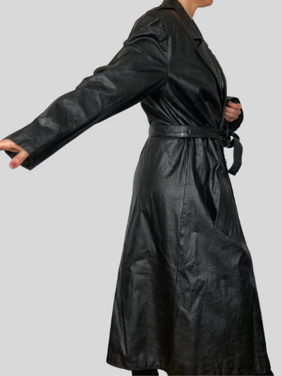 Black Leather Trench Coat