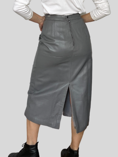 Gray leather skirt