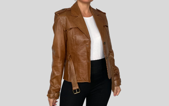 Crop leather jacket