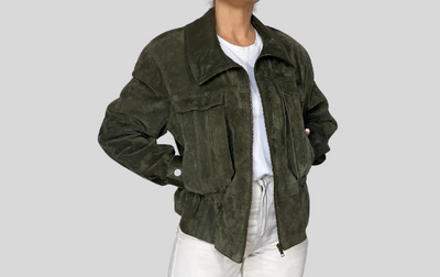 Crop Suede Bomber Jacket