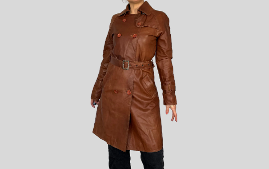 Leather Trench Coat with belt