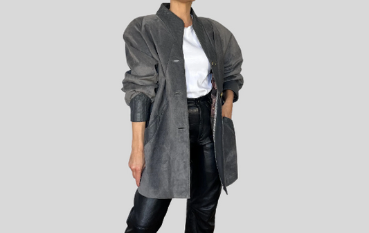 Oversized Gray Leather jacket