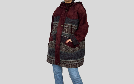 Suede Ethnic Coat with hood