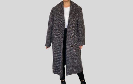 Oversized striped wool coat