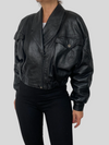 Crop Bomber leather jacket