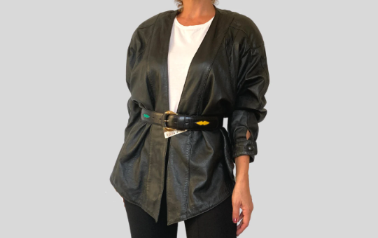 Crop Leather shirt jacket & belt