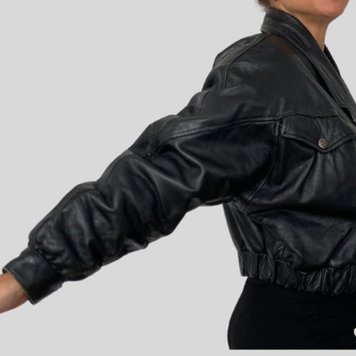 Crop Bomber leather jacket