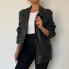 Crop leather blazer