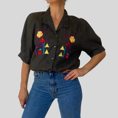 Geometric embroidered blouse
