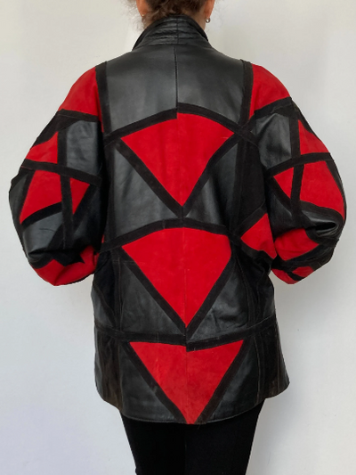 Red & Black Suede leather jacket