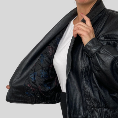 Crop Bomber leather jacket