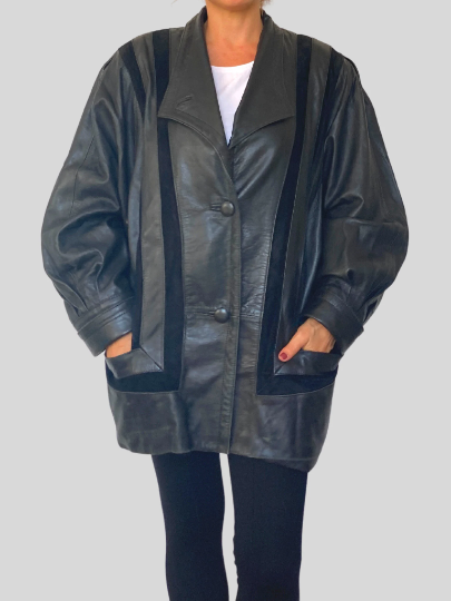Black blazer leather jacket