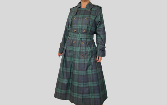 Plaid Long Trench Coat