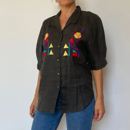 Geometric embroidered blouse