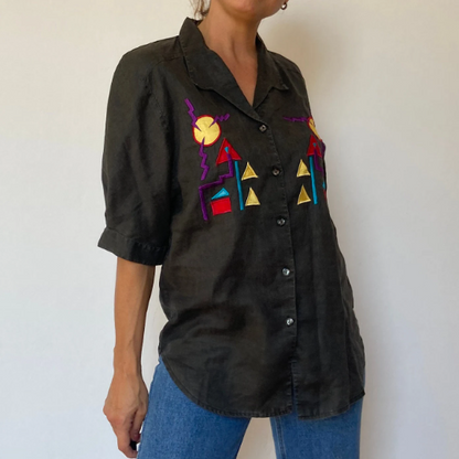 Geometric embroidered blouse
