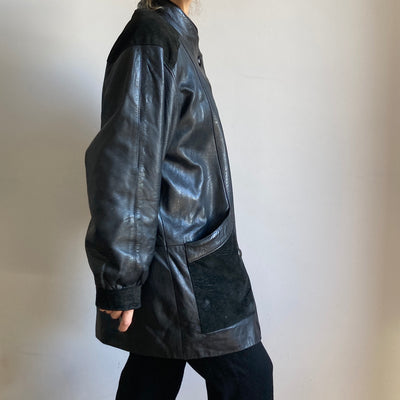 Black leather Suede Jacket