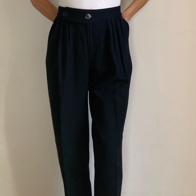 Black wool trousers