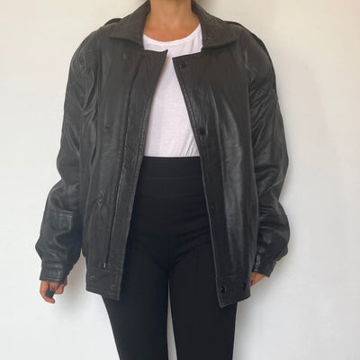 Black Bomber leather jacket