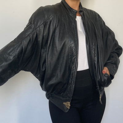 Black Bomber leather jacket