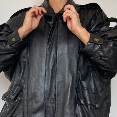 Black Bomber leather jacket