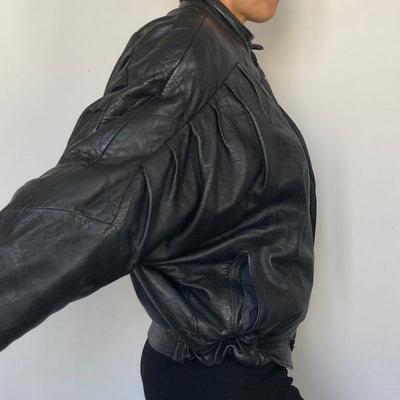 Black Bomber leather jacket