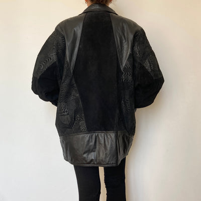 Patchwork leather jacket