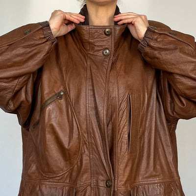 Brown Parka leather jacket