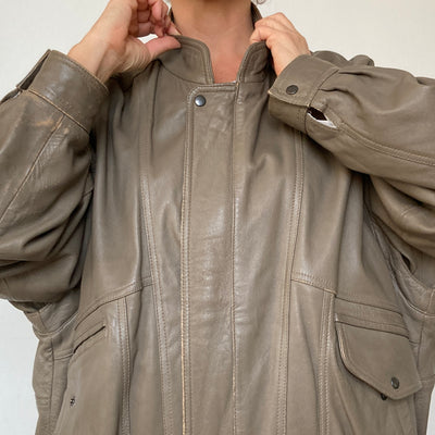 Light brown Bomber leather jacket