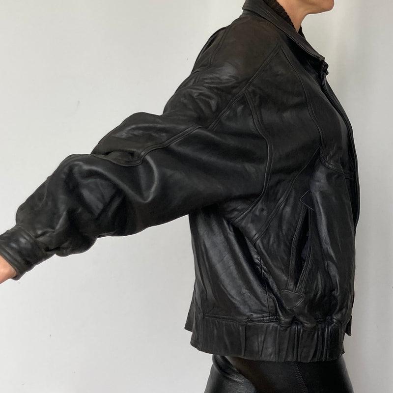 Black Bomber leather jacket