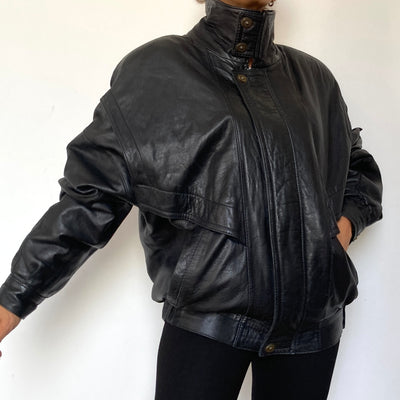 Black Bomber leather jacket