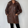 Leather parka with hood