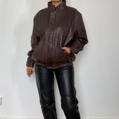 Dark Burgundy Bomber leather jacket