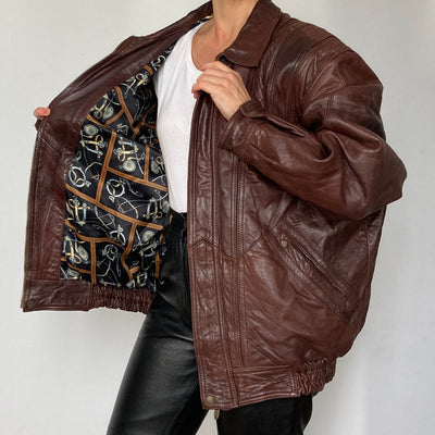 Brown Bomber leather jacket