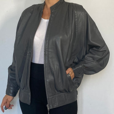 Gray Bomber leather jacket