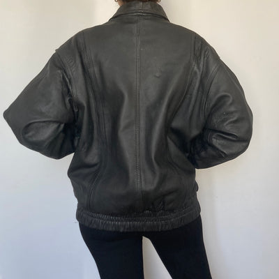 Black Bomber leather jacket